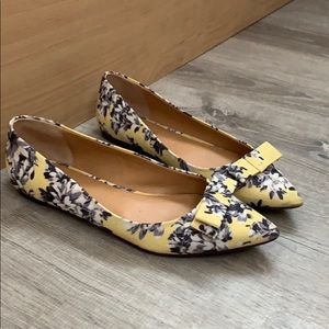 Jcrew yellow floral flats